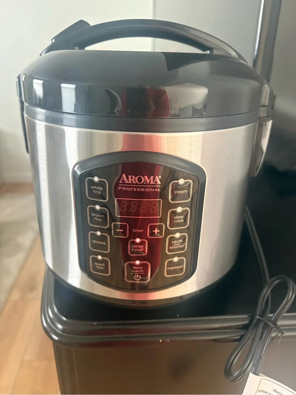 Aroma Home Stainless Steel and Black Multi-Function Rice Cooker